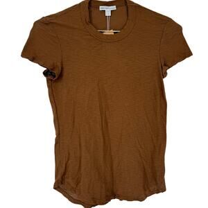 James Perse Sheer Slub Crew Neck Tee Basic T-Shirt Women's 0 Made in USA Cedar